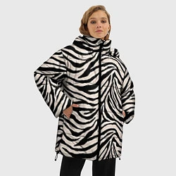 Куртка зимняя женская Полосатая шкура зебры, белого тигра, цвет: 3D-светло-серый — фото 2