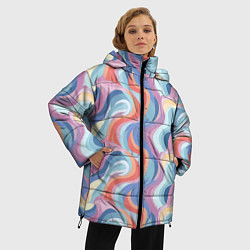 Куртка зимняя женская Абстрактные волны пастельные цвета, цвет: 3D-светло-серый — фото 2