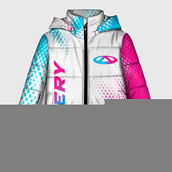 Куртка зимняя женская Chery neon gradient style: надпись, символ, цвет: 3D-черный