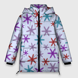 Куртка зимняя женская Веточки орнамент, цвет: 3D-красный