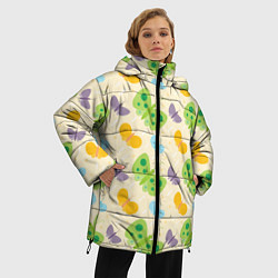 Куртка зимняя женская Весенние бабочки, цвет: 3D-черный — фото 2