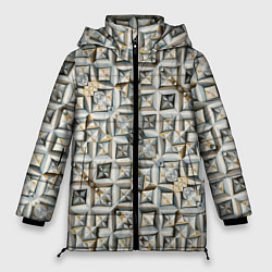 Куртка зимняя женская Квадраты и ромбы, цвет: 3D-светло-серый