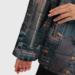 Куртка зимняя женская Утренний город с небоскребами, цвет: 3D-черный — фото 2