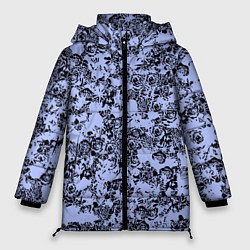 Женская зимняя куртка Цветочный принт сиреневый