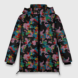 Куртка зимняя женская Модный разноцветный камуфляж, цвет: 3D-черный