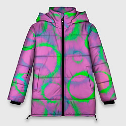 Куртка зимняя женская Тай дай розовый с зеленым, цвет: 3D-светло-серый