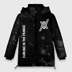 Куртка зимняя женская Darling in the FranXX glitch на темном фоне: надпи, цвет: 3D-черный