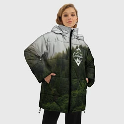 Куртка зимняя женская Я из Сибири на фоне леса, цвет: 3D-черный — фото 2
