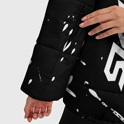 Куртка зимняя женская Skillet и рок символ на темном фоне, цвет: 3D-черный — фото 2