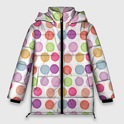 Куртка зимняя женская Цветные кружочки, цвет: 3D-светло-серый
