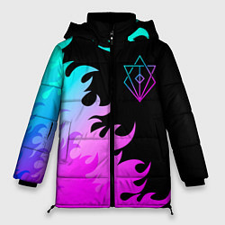 Куртка зимняя женская In Flames неоновый огонь, цвет: 3D-черный