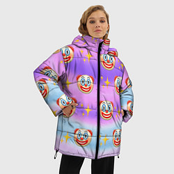 Куртка зимняя женская Узор с Клоунами, цвет: 3D-светло-серый — фото 2