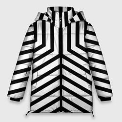 Куртка зимняя женская Черно-белые полосы в узоре, цвет: 3D-черный