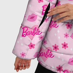 Куртка зимняя женская Барби, сердечки и цветочки, цвет: 3D-черный — фото 2