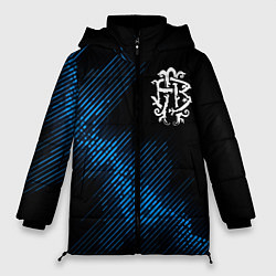 Куртка зимняя женская Nickelback звуковая волна, цвет: 3D-черный