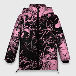 Куртка зимняя женская Блэкпинк - автографы, цвет: 3D-светло-серый