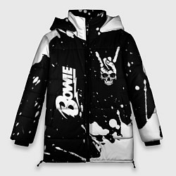 Женская зимняя куртка David Bowie и рок символ на темном фоне