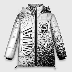 Куртка зимняя женская Sum41 и рок символ на светлом фоне, цвет: 3D-черный