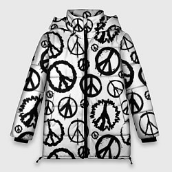 Куртка зимняя женская Many peace logo, цвет: 3D-светло-серый