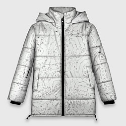Куртка зимняя женская Хаотичная черно-белая рябь - узор Хуф и Ся, цвет: 3D-светло-серый