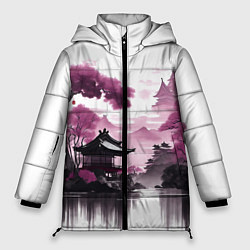 Женская зимняя куртка Японские мотивы - фиолетовый