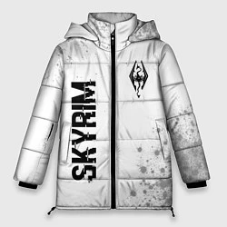 Куртка зимняя женская Skyrim glitch на светлом фоне: надпись, символ, цвет: 3D-черный