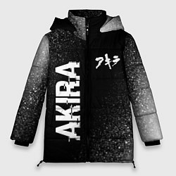 Женская зимняя куртка Akira glitch на темном фоне: надпись, символ