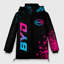 Куртка зимняя женская BYD - neon gradient: надпись, символ, цвет: 3D-черный