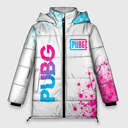 Женская зимняя куртка PUBG neon gradient style: надпись, символ