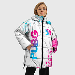 Куртка зимняя женская PUBG neon gradient style: надпись, символ, цвет: 3D-черный — фото 2