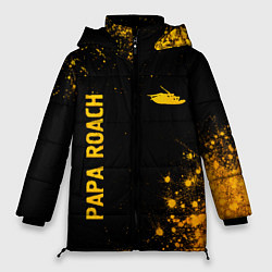 Женская зимняя куртка Papa Roach - gold gradient: надпись, символ