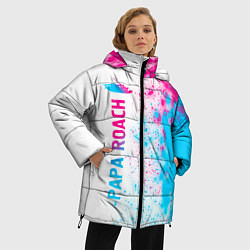 Куртка зимняя женская Papa Roach neon gradient style: по-вертикали, цвет: 3D-черный — фото 2