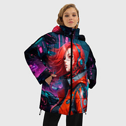 Куртка зимняя женская Загадочная девушка, цвет: 3D-черный — фото 2