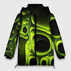 Куртка зимняя женская Зеленая кислотная абстракция, цвет: 3D-красный
