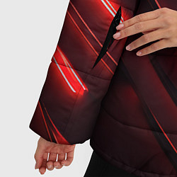 Куртка зимняя женская Красный неон абстракция, цвет: 3D-красный — фото 2