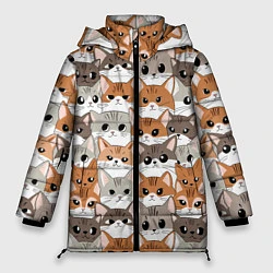 Куртка зимняя женская Паттерн милые котики, цвет: 3D-светло-серый
