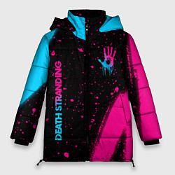 Куртка зимняя женская Death Stranding - neon gradient: надпись, символ, цвет: 3D-черный