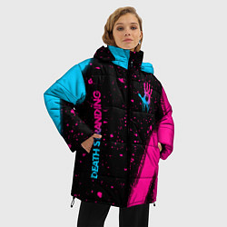 Куртка зимняя женская Death Stranding - neon gradient: надпись, символ, цвет: 3D-черный — фото 2