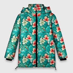 Женская зимняя куртка Летние цветочки паттерн