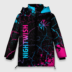 Куртка зимняя женская Nightwish - neon gradient: надпись, символ, цвет: 3D-черный