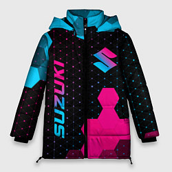 Женская зимняя куртка Suzuki - neon gradient: надпись, символ