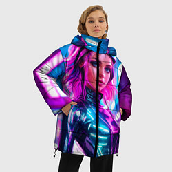 Куртка зимняя женская Девушка в комбинезоне в неоновых тонах, цвет: 3D-красный — фото 2