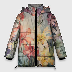 Женская зимняя куртка Акварельные лилии