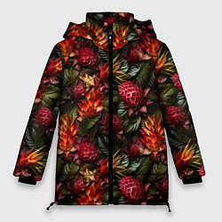 Женская зимняя куртка Тропические цветы