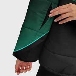 Куртка зимняя женская Абстрактная зеленая текстура, цвет: 3D-черный — фото 2