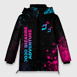 Женская зимняя куртка JoJo Bizarre Adventure - neon gradient: надпись, с
