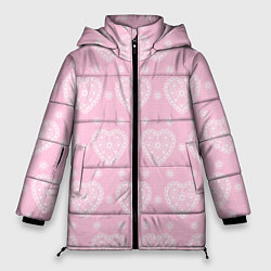 Женская зимняя куртка Розовое кружево сердечки