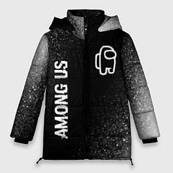 Женская зимняя куртка Among Us glitch на темном фоне: надпись, символ