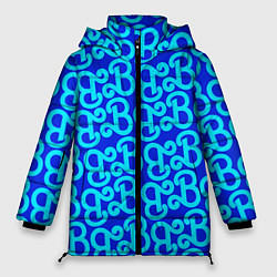 Женская зимняя куртка Логотип Барби - синий паттерн