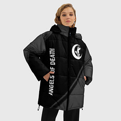 Куртка зимняя женская Angels of Death glitch на темном фоне: надпись, си, цвет: 3D-черный — фото 2